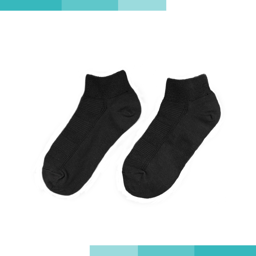 WA0001-純棉短襪素色款(黑)