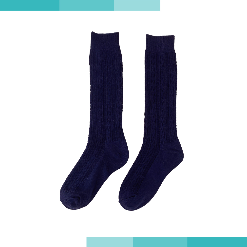 WA0004-純棉素色薄長襪(藍)